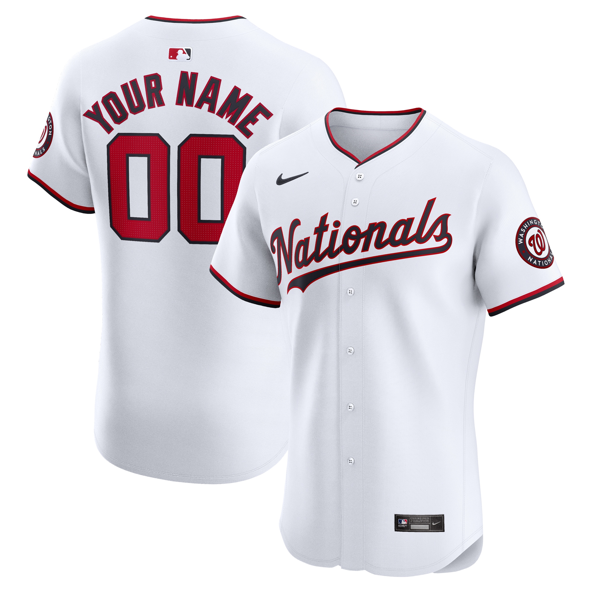 Washington Nationals Home Elite Custom Jersey - White