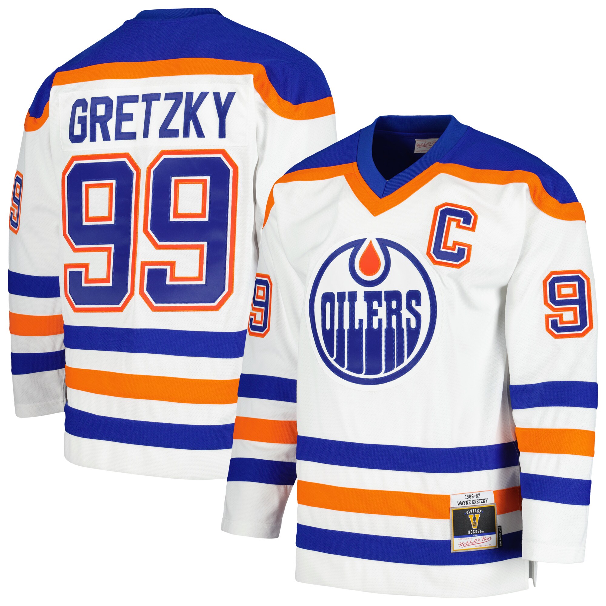 Wayne Gretzky Edmonton Oilers Mitchell & Ness 1986\/87 Blue Line Player Jersey - White
