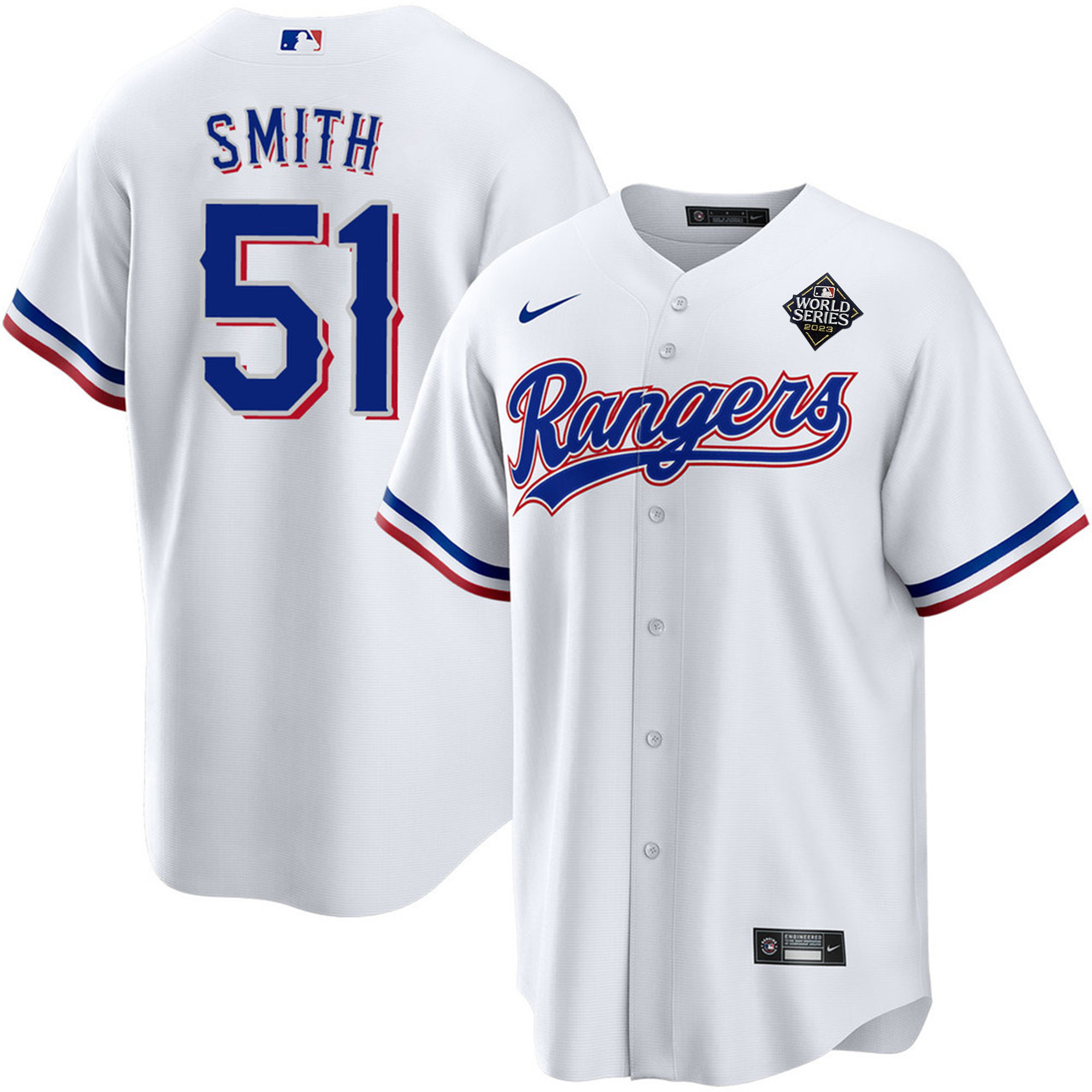 Will Smith 51 Texas Rangers 2023 World Series Stitched Baseball Jersey - White