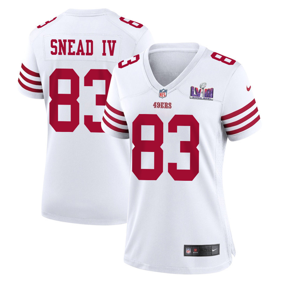 Willie Snead IV 83 San Francisco 49ers Super Bowl LVIII Patch Game Women Jersey - White