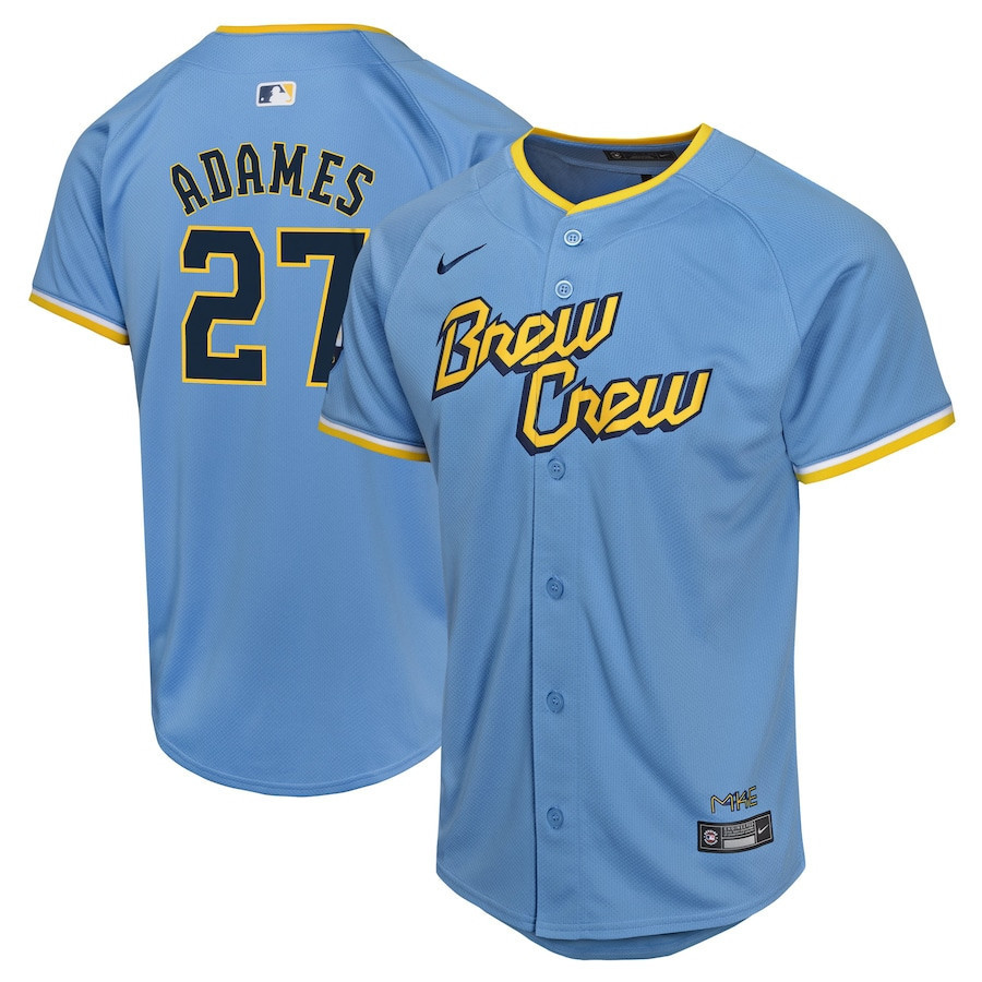 Willy Adames 27 Milwaukee Brewers City Connect Limited YOUTH Jersey - Powder Blue