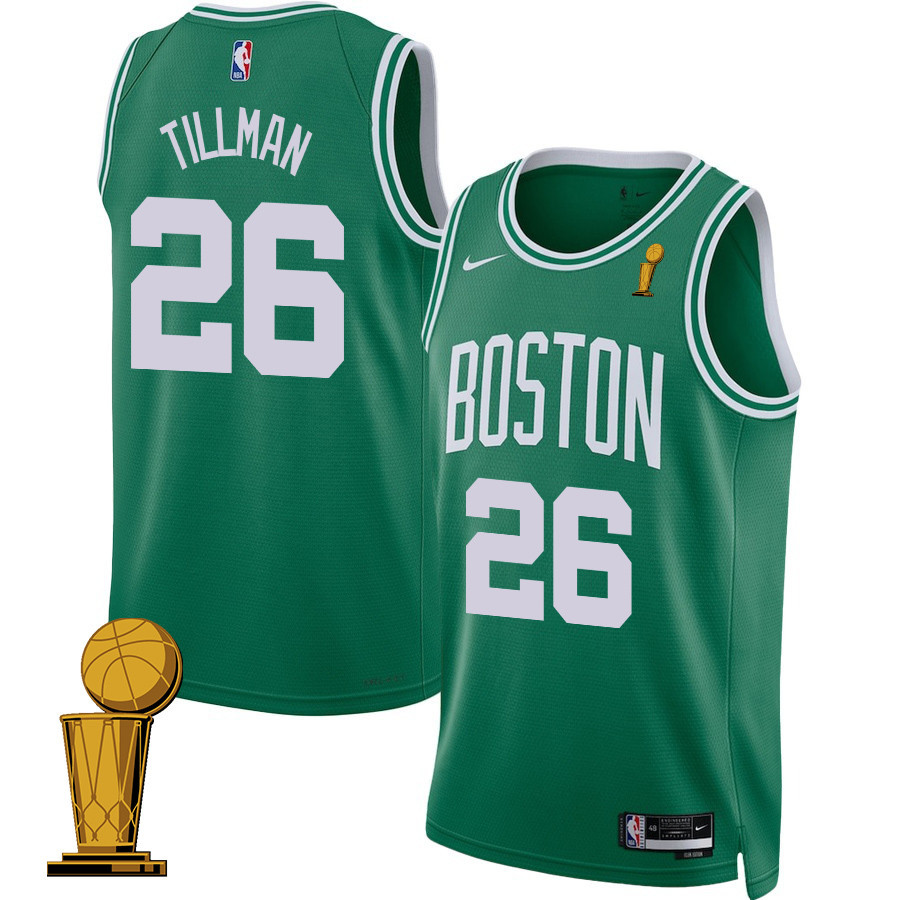 Xavier Tillman 26 Boston Celtics 2024 FINALS CHAMPIONS Jersey - Icon Edition - Kelly Green