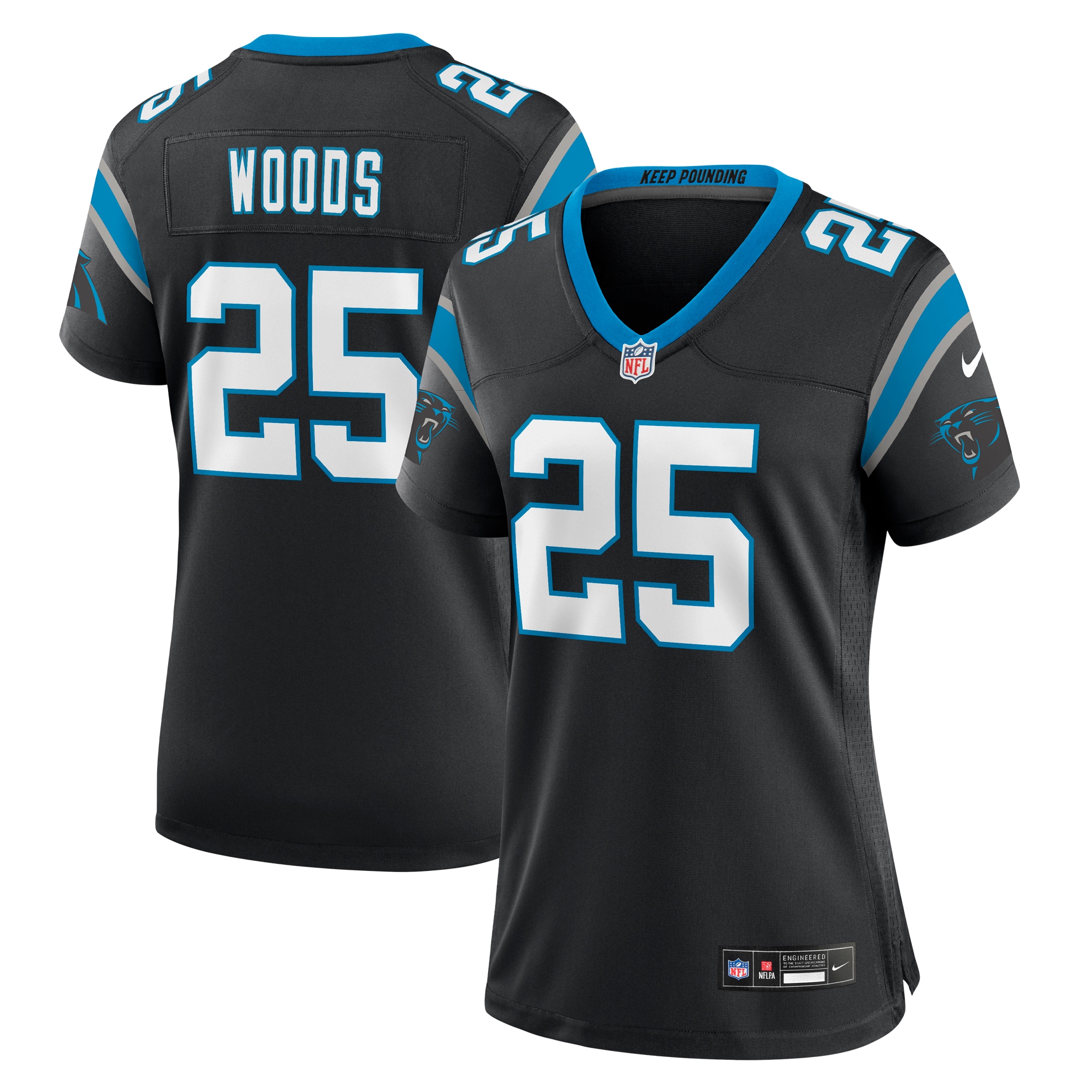 Xavier Woods Carolina Panthers Women's Team Game Jersey - Black