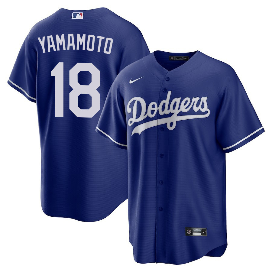 Yoshinobu Yamamoto 18 Los Angeles Dodgers Alternate Men Jersey - Royal