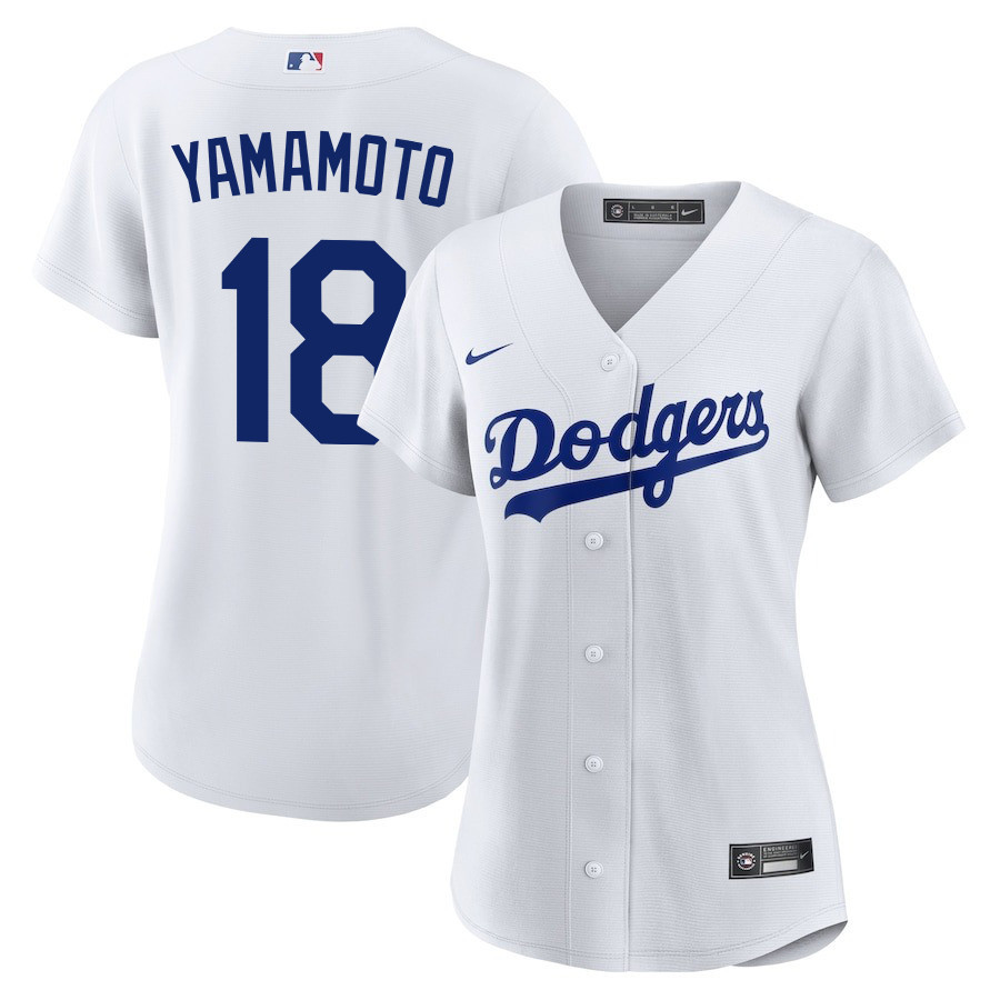Yoshinobu Yamamoto 18 Los Angeles Dodgers Home Women Jersey - White