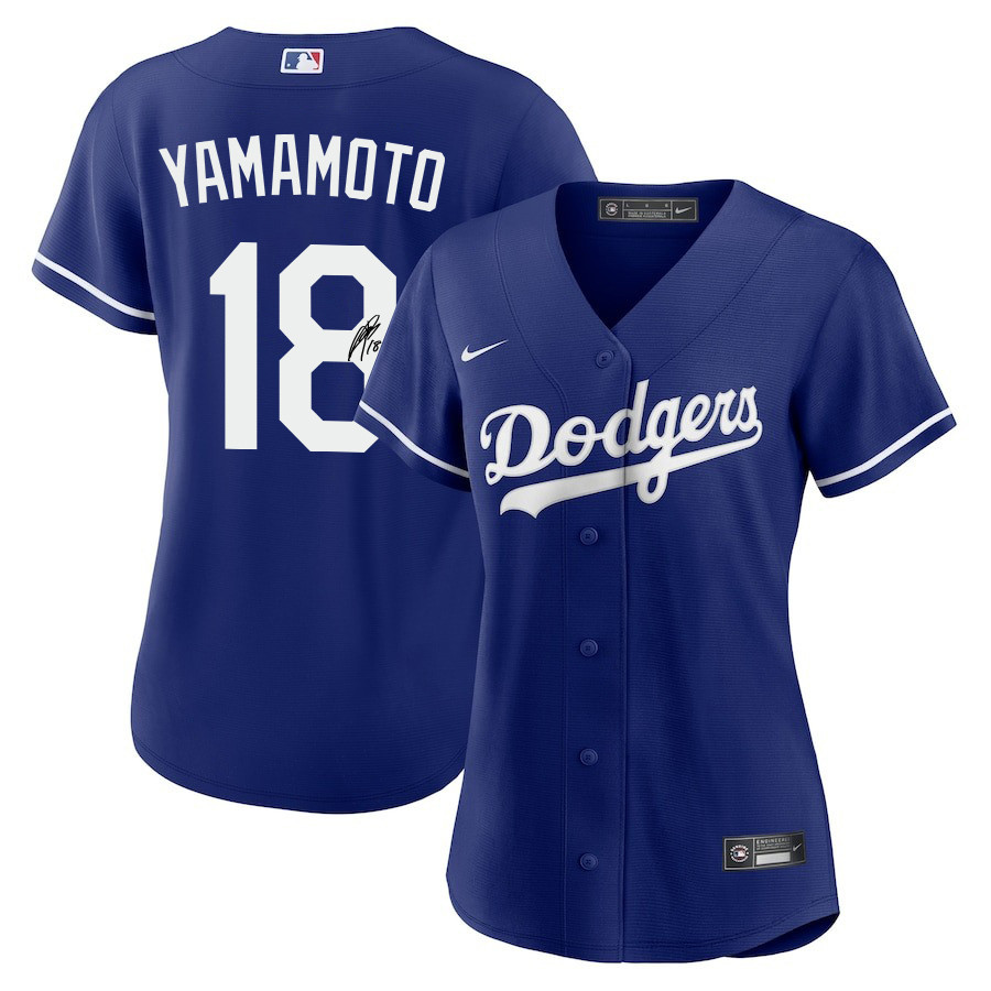 Yoshinobu Yamamoto 18 Signed Los Angeles Dodgers Alternate Women Jersey - Royal