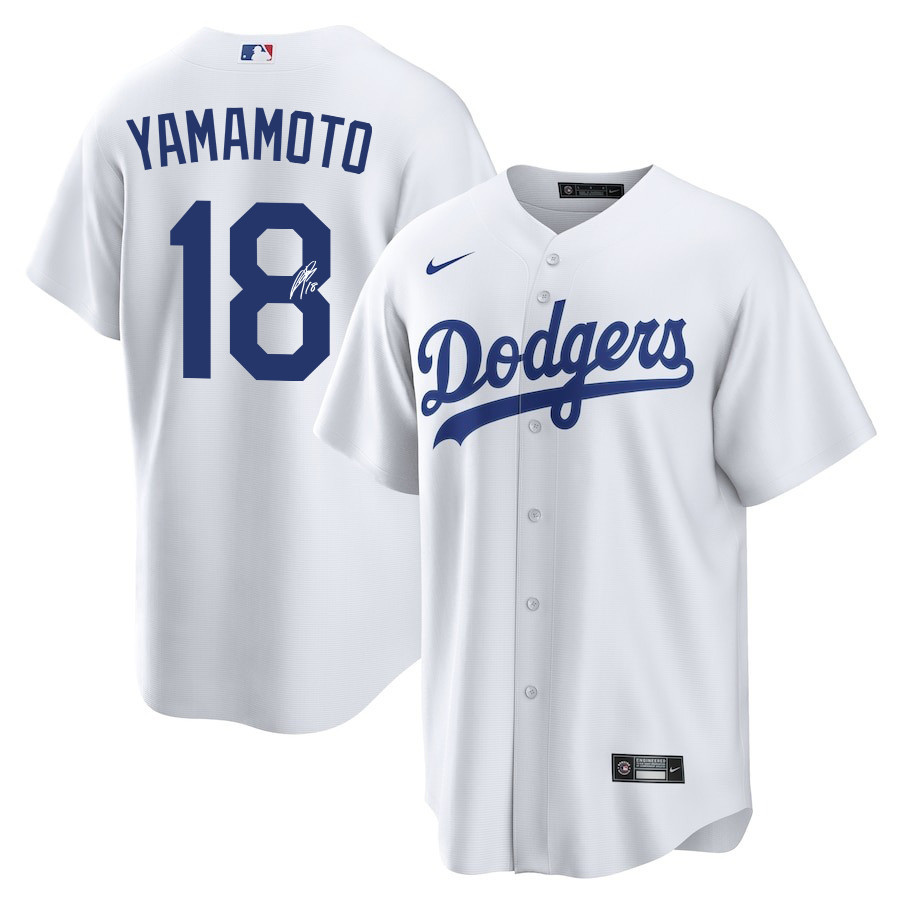Yoshinobu Yamamoto 18 Signed Los Angeles Dodgers Home Men Jersey - White