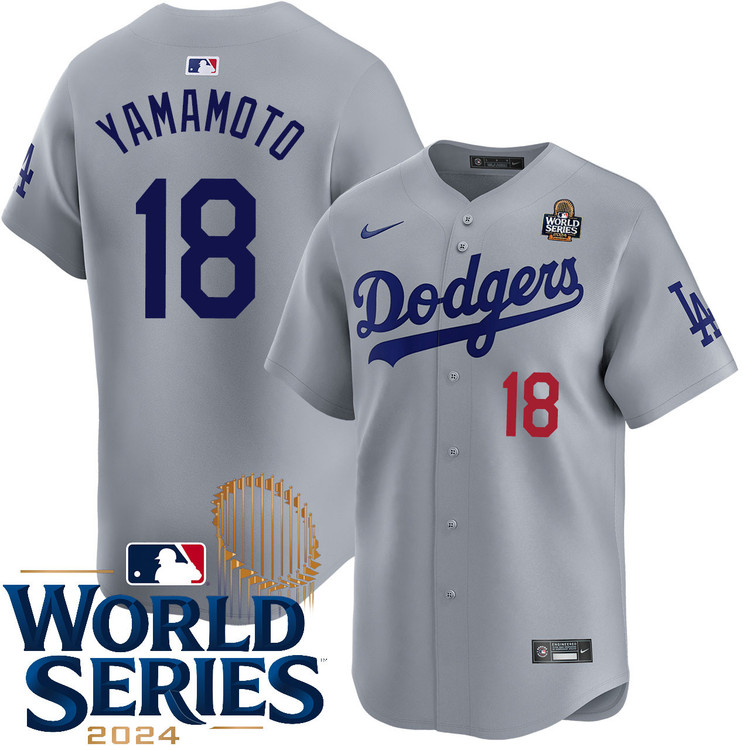 Yoshinobu Yamamoto Los Angeles Dodgers Alternate Road Limited World Series Jersey