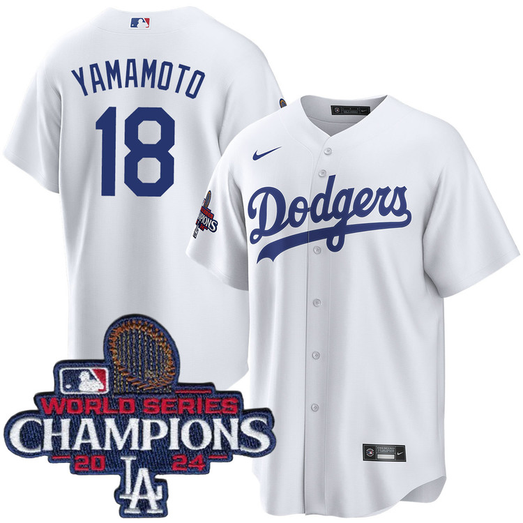 Yoshinobu Yamamoto Los Angeles Dodgers Home World Series Champions Jersey