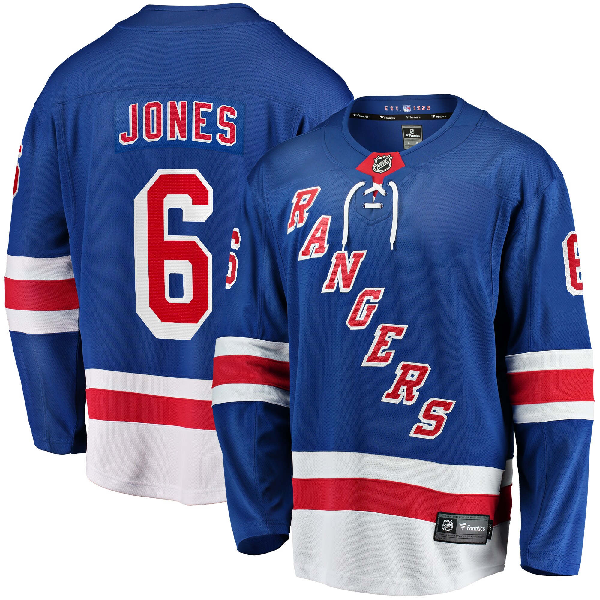 Zac Jones New York Rangers Fanatics Home Premier Breakaway Player Jersey - Blue