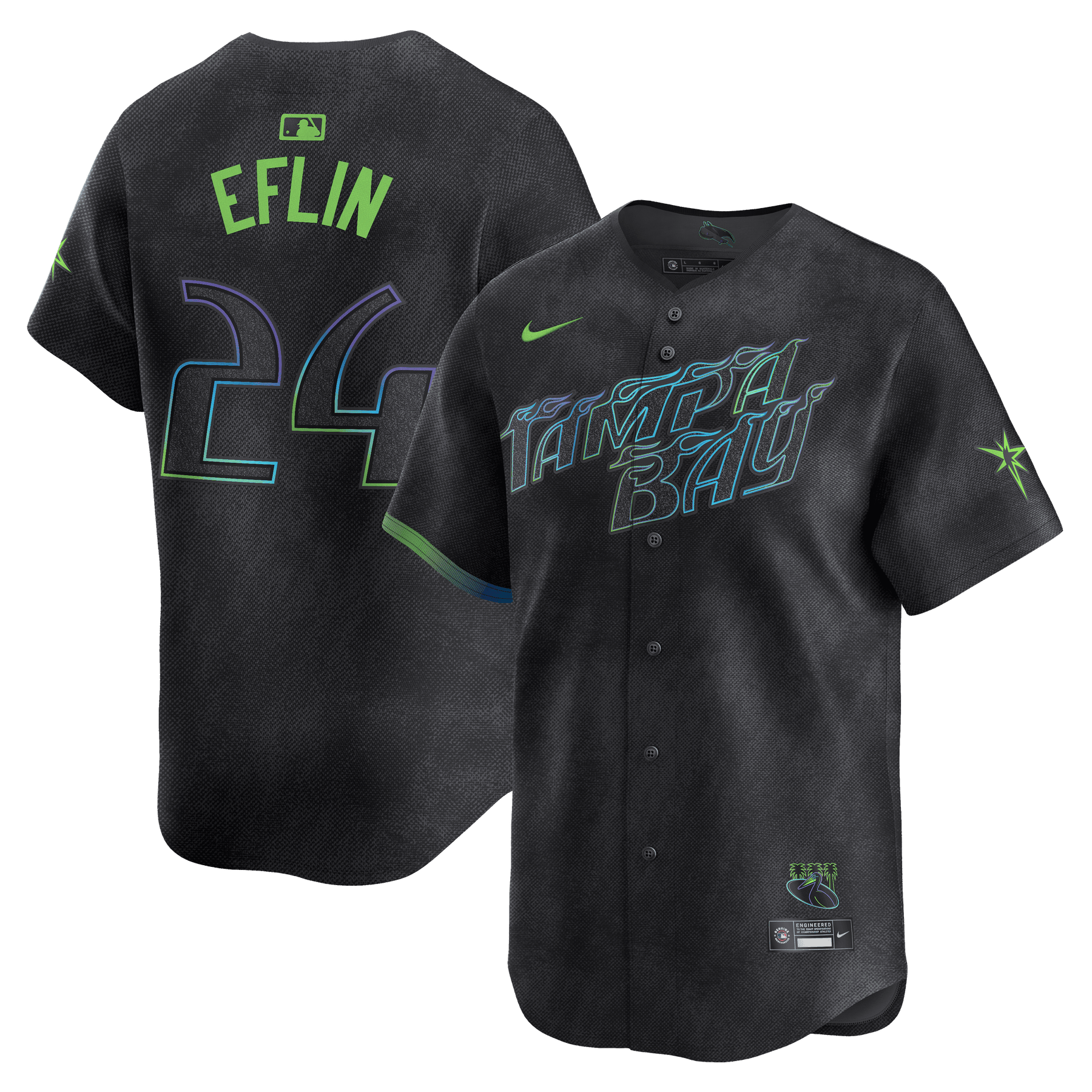Zach Eflin 24 Tampa Bay Rays 2024 City Connect Limited Men Jersey - Charcoal