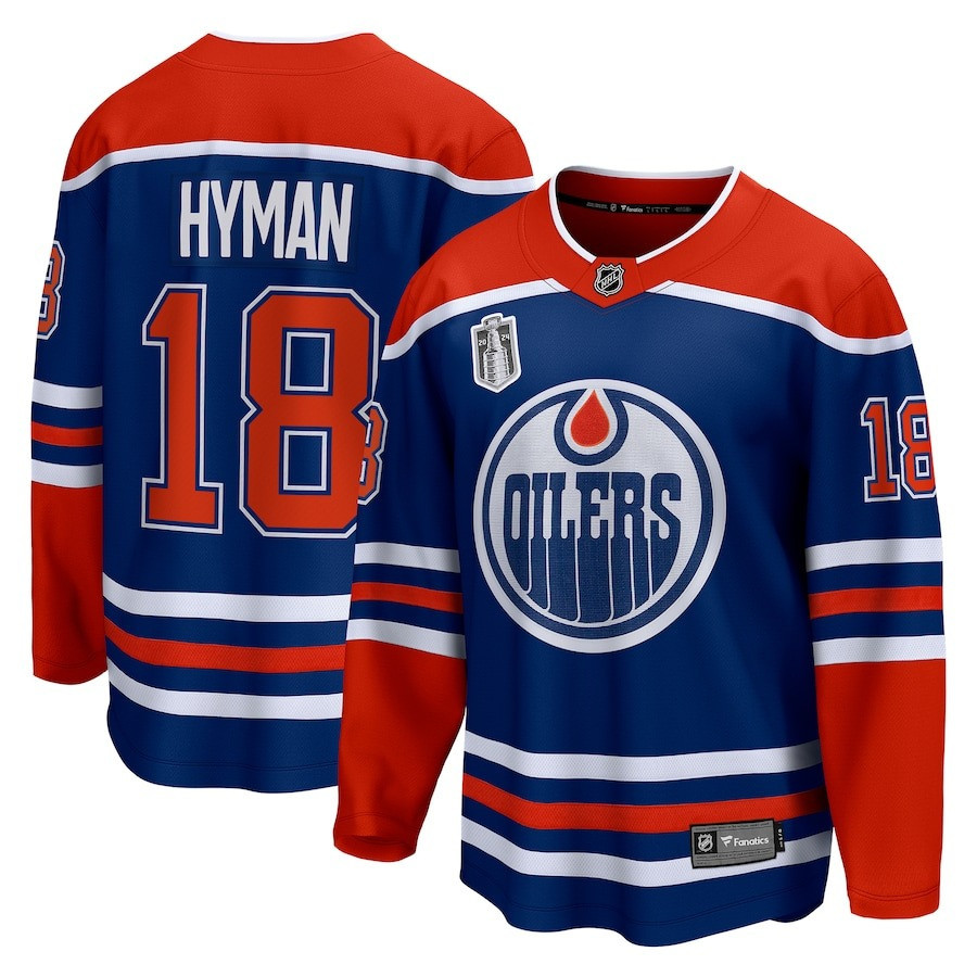 Zach Hyman 18 Edmonton Oilers 2024 Stanley Cup Final Home Breakaway Player Jersey - Royal