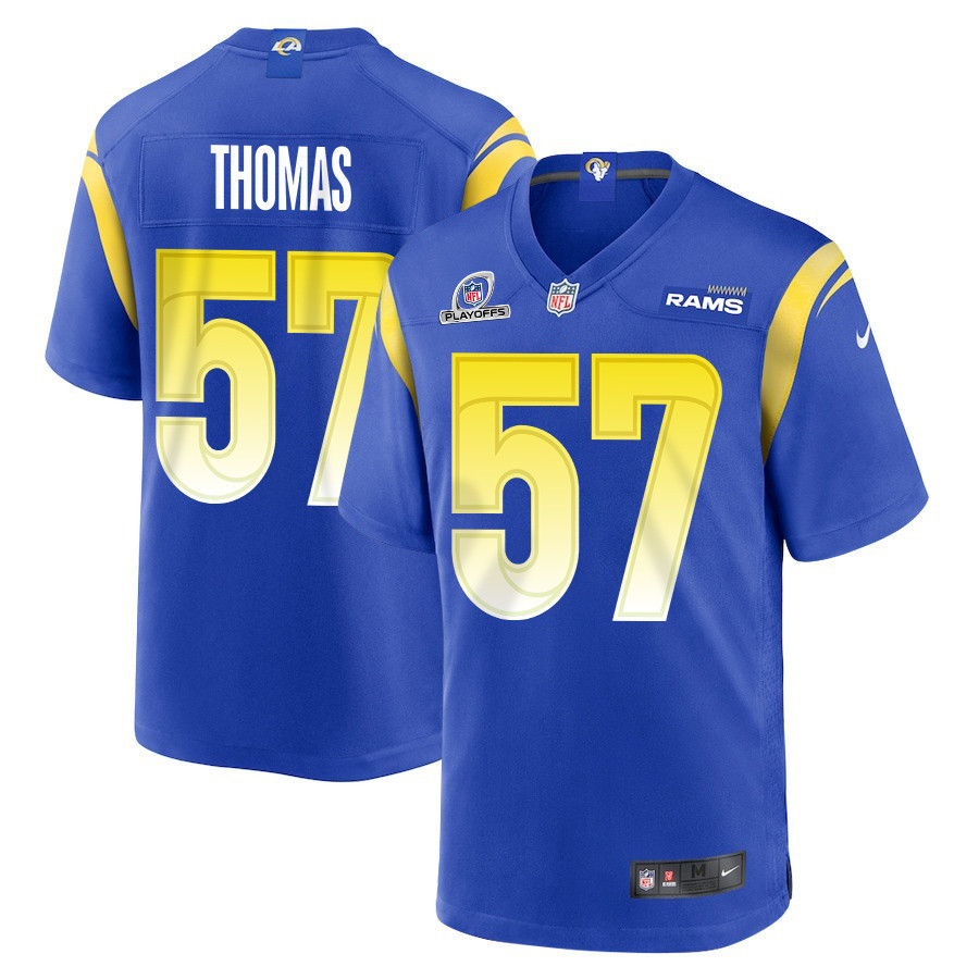 Zach Thomas 57 Los Angeles Rams 2023 Playoffs Patch Game Men Jersey - Royal