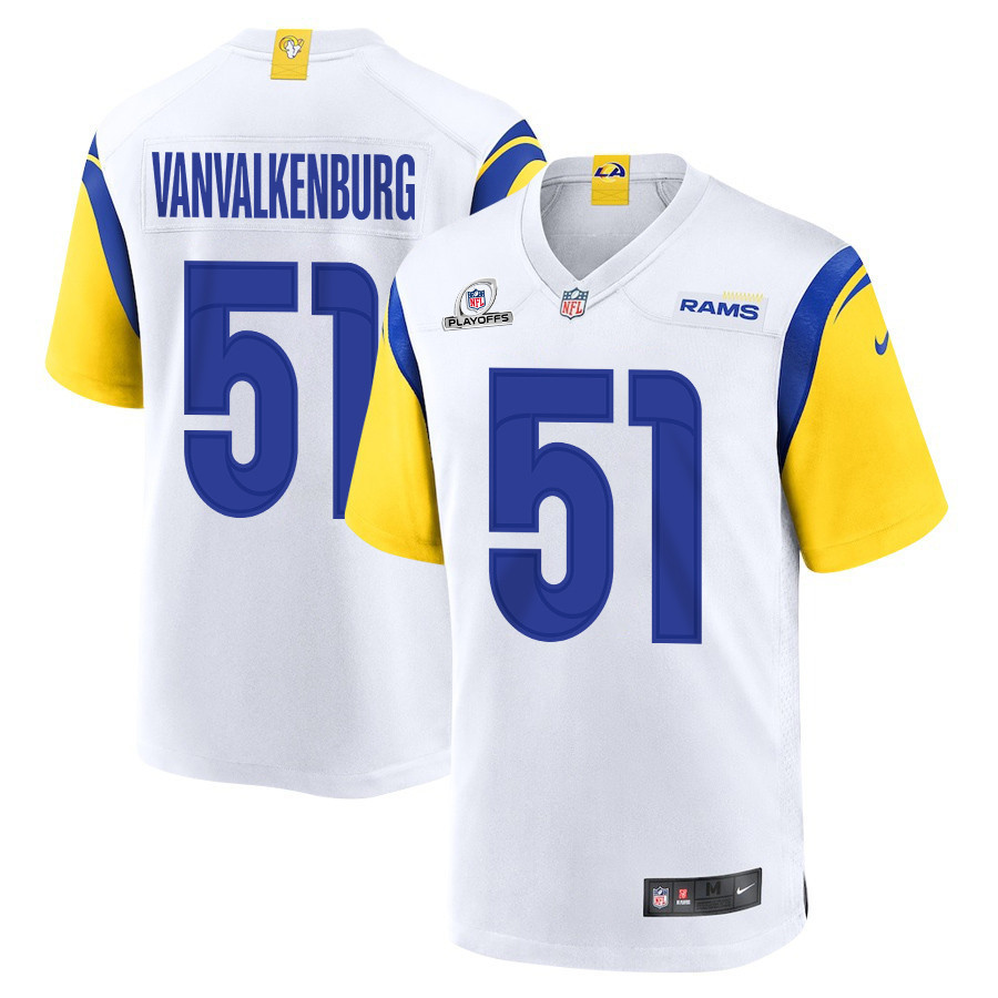 Zach VanValkenburg 51 Los Angeles Rams 2023 Playoffs Patch Game Men Jersey - White