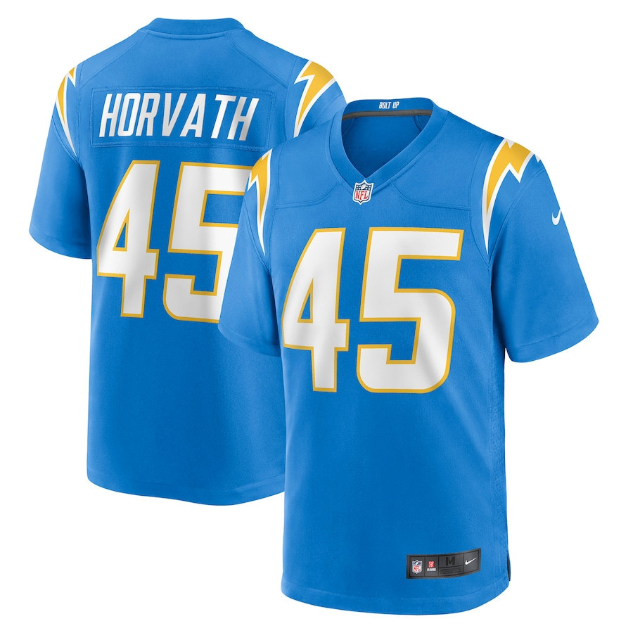 Zander Horvath 45 Los Angeles Chargers Men Game Jersey - Powder Blue