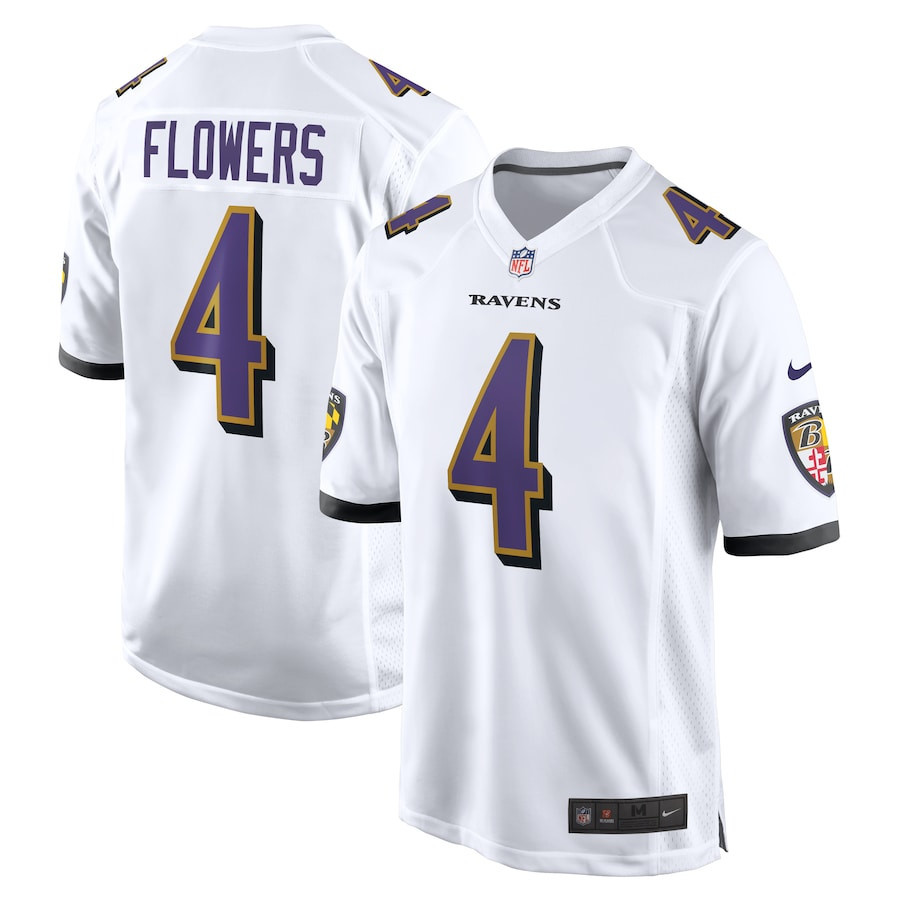 Zay Flowers 4 Baltimore Ravens Game Men Jersey - White