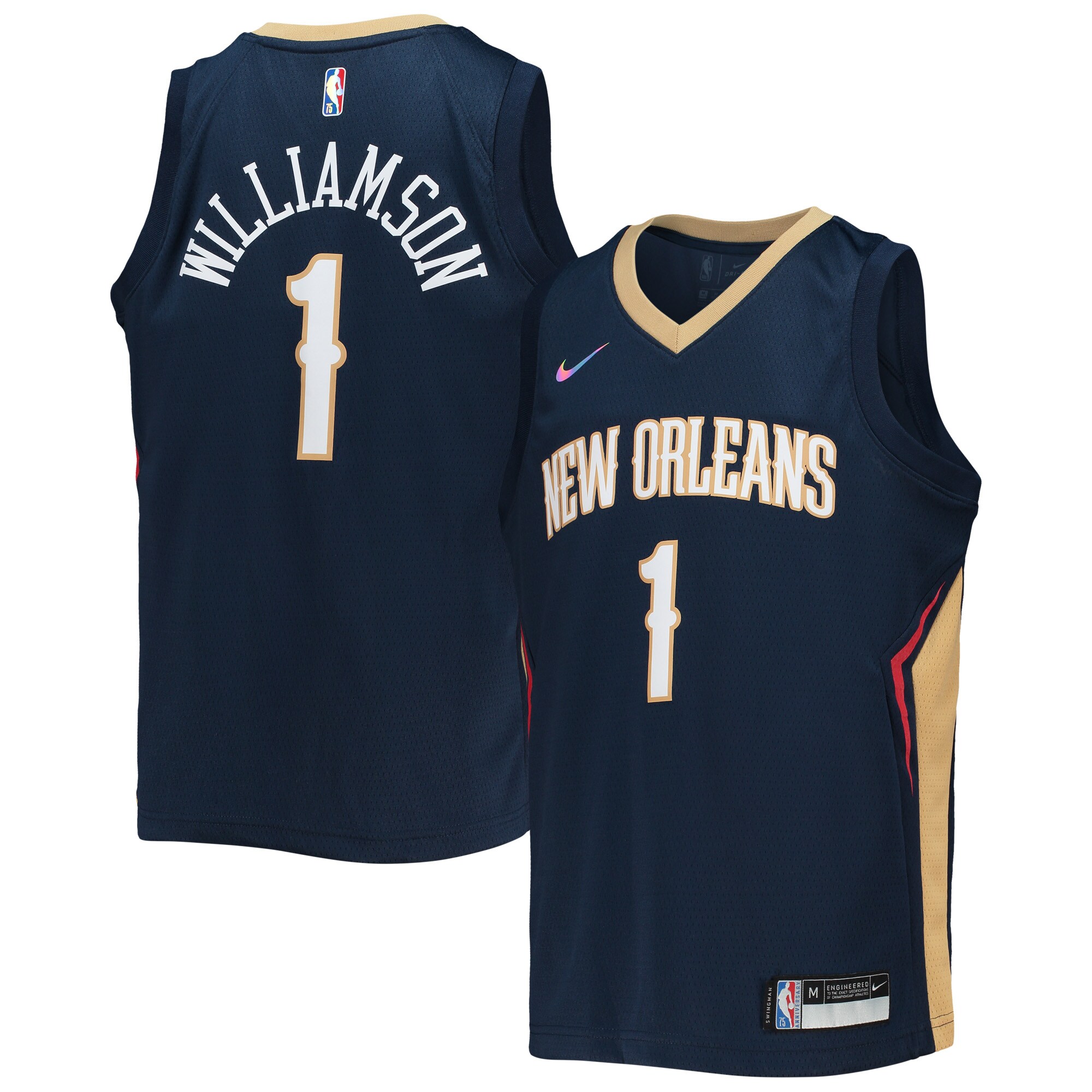 Zion Williamson New Orleans Pelicans Youth 2021\/22 Diamond Swingman Jersey - Icon Edition - Navy
